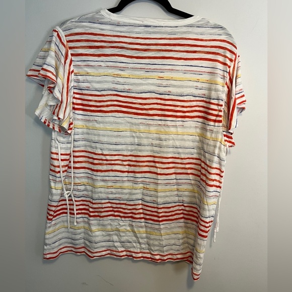 Lisa Todd Striped Tee Cinched Sleeves Cotton Sz M Shirt - Picture 8 of 8